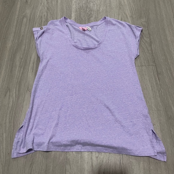 Lilly Pulitzer Tops - Lilly Pulitzer Purple Crew Neck Cap Sleeve T-Shirt